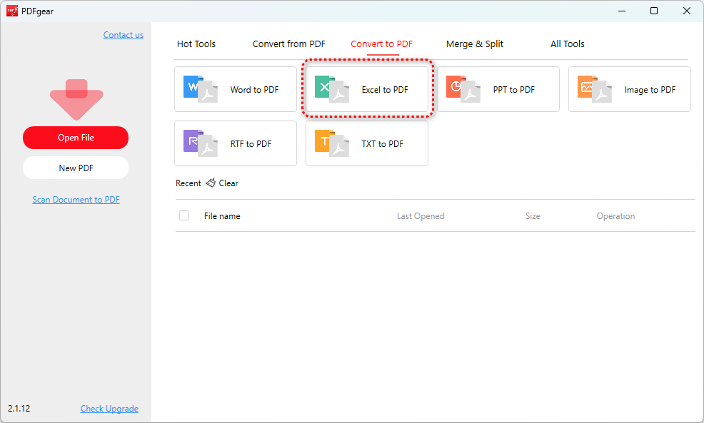 Excel to PDF