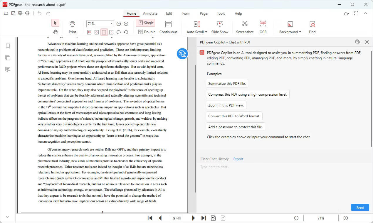 PDFgear Free AI Tools to chat with any PDF