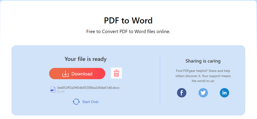 Download Converted Word from PDFgear