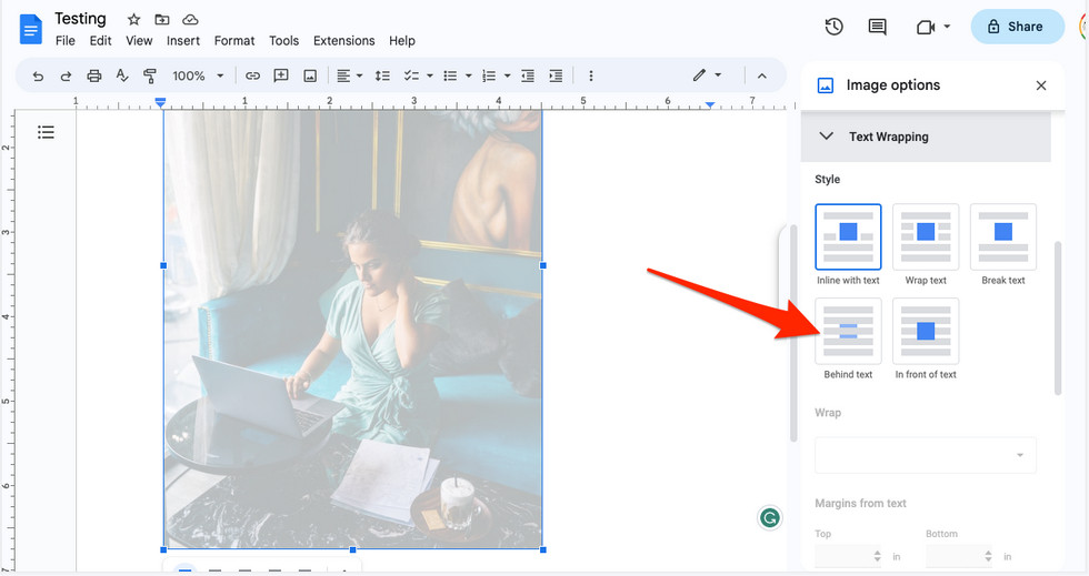 Text Wrapping Option
