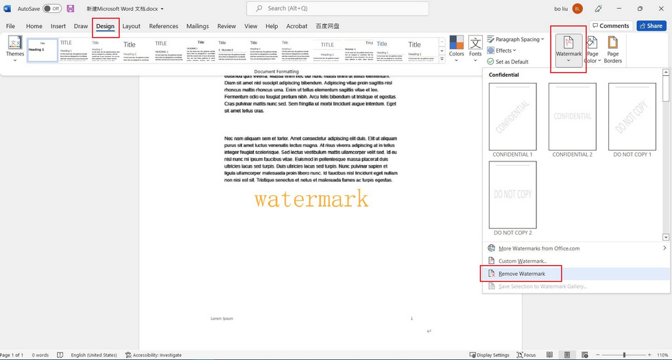 Remove PDF Watermark Word