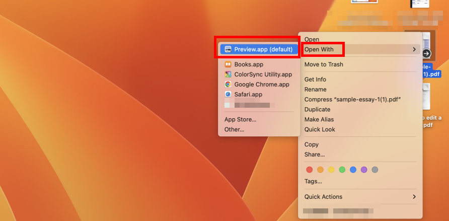 Open PDF in Preview