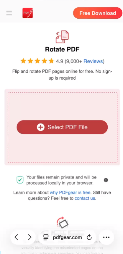 Rotate PDF Online on iPhone
