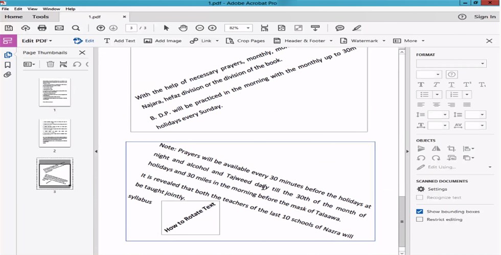 Rotate Text Box in PDF with Acrobat