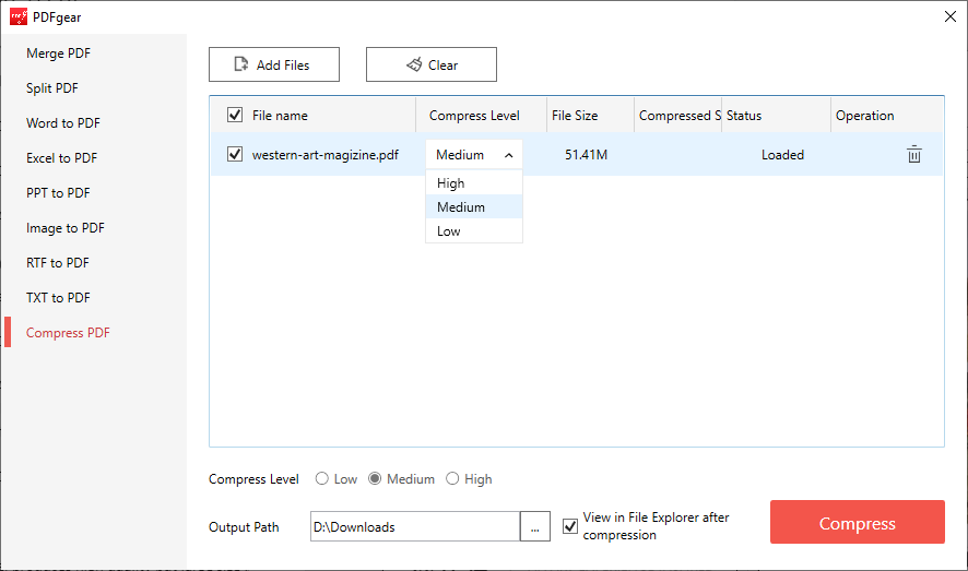 Compression Settings