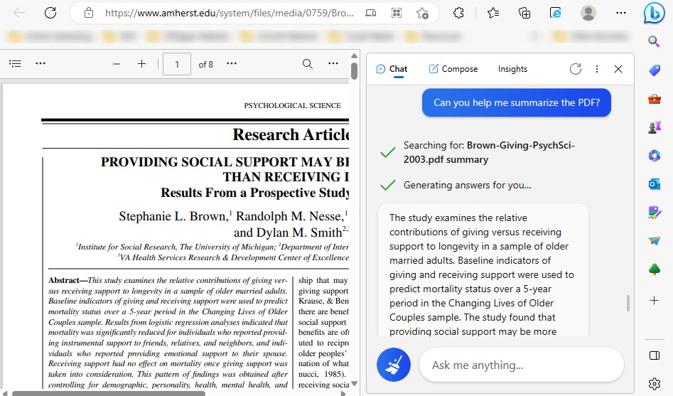 Summarize a PDF With Bing