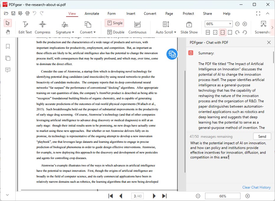 Summarize a PDF With PDFgear Chatbot
