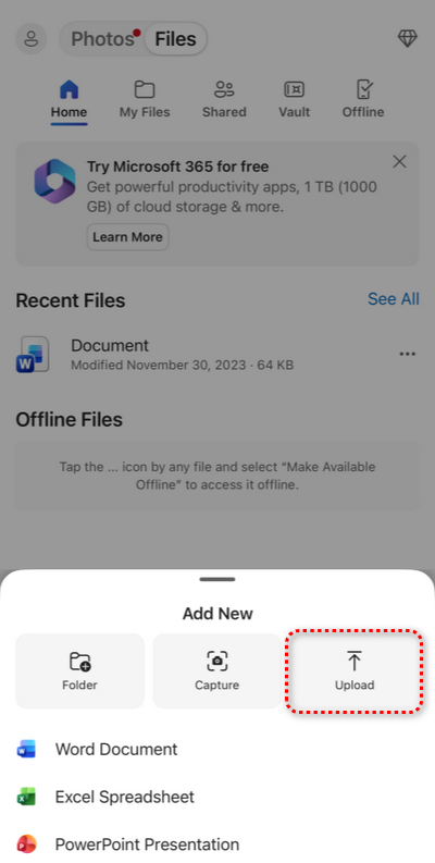 Upload Scans to OneDrive