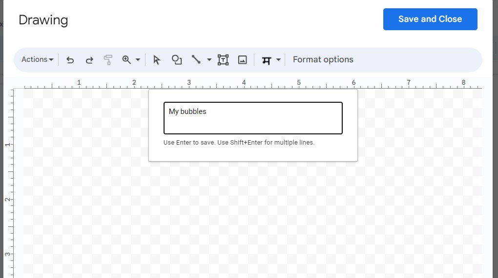 Type bubble letters in the Text Box