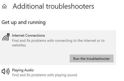 Windows 10 Network Troubleshooter