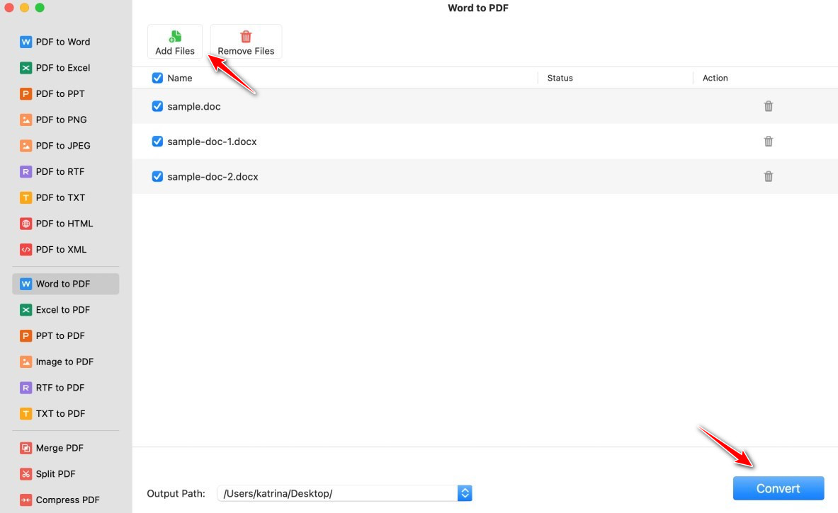 Konversi Batch Word ke PDF di Mac