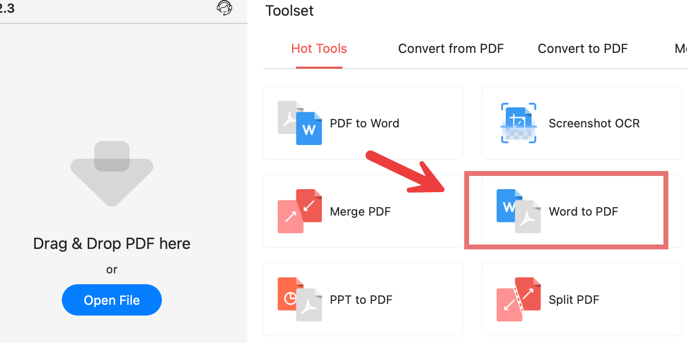 Pilih Word ke PDF di PDFgear