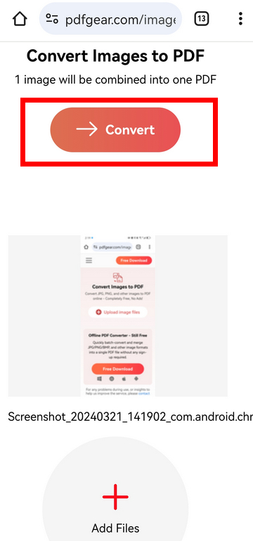 Konversi Foto ke PDF di PDFgear Online