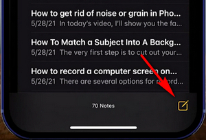 Buat Catatan Baru di iPhone