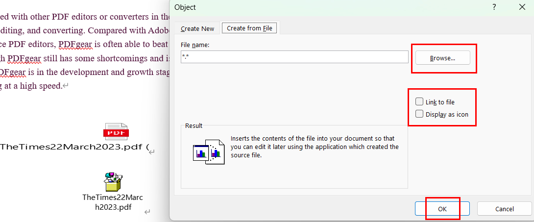 Opsi di Tab Create from File