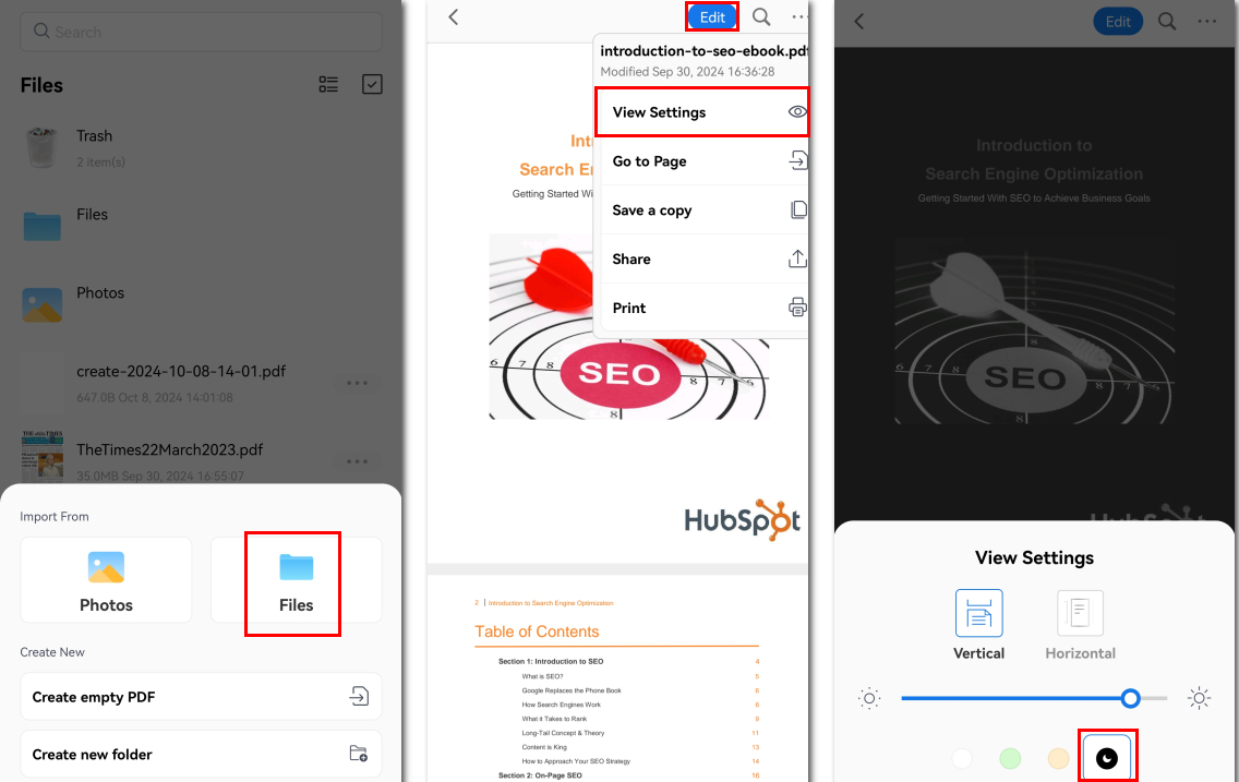 Mode Gelap Aplikasi PDFgear di Android