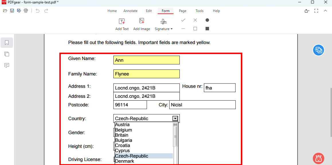 Isi Formulir dengan PDFgear