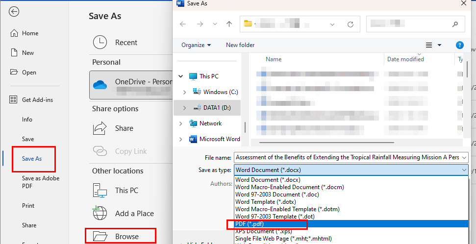 Pilih Jenis File Output di Microsoft Word