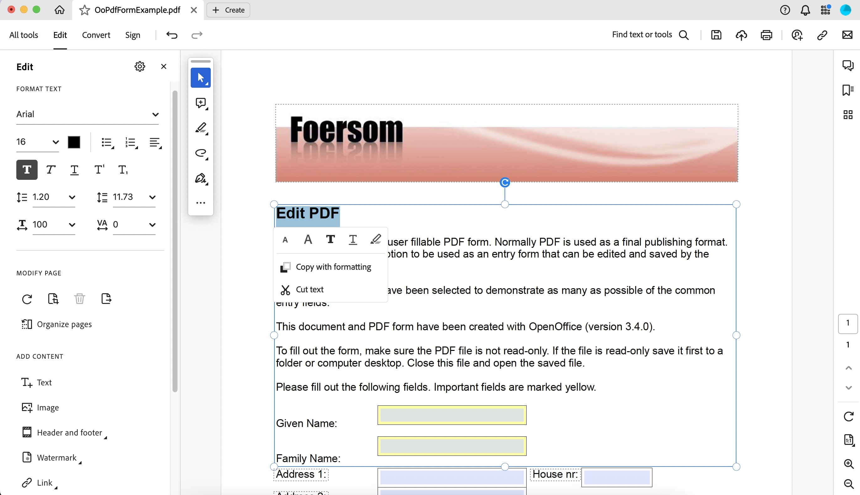 Buat Pengeditan pada Teks yang Dipilih di Dalam Area yang Dapat Diedit