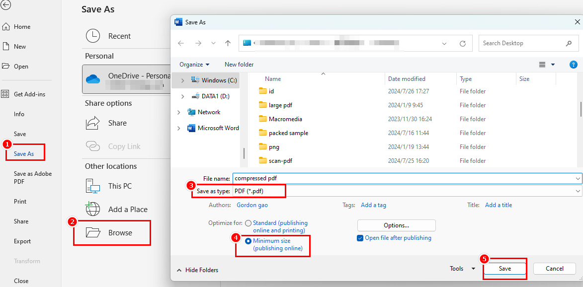 Kompres PDF dengan Microsoft Word