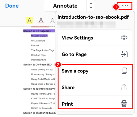 Simpan atau Bagikan PDF di PDFgear di Seluler