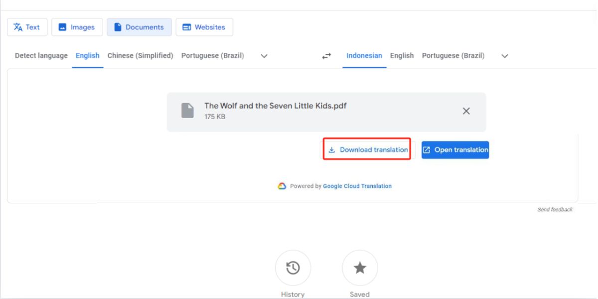 Simpan PDF Terjemahan Bahasa Indonesia