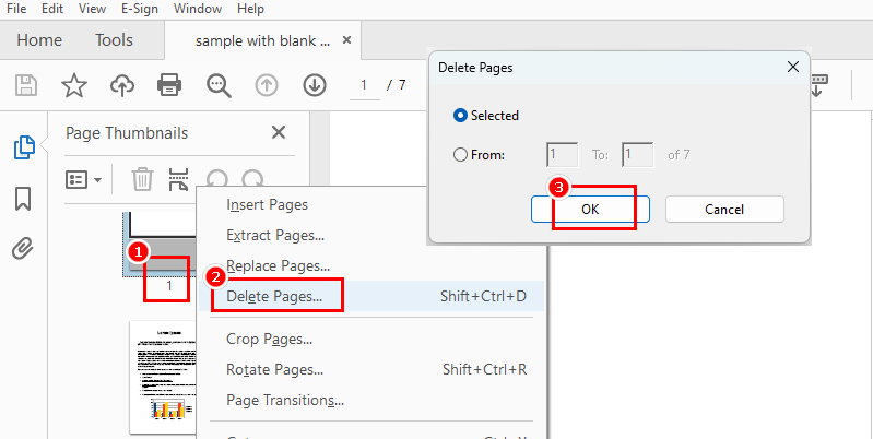 Pilih Halaman Kosong dan Hapus