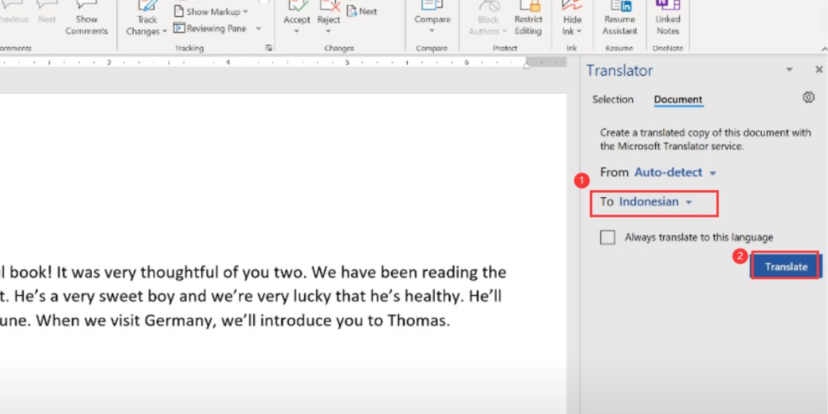 Terjemahkan Dokumen di Microsoft Word