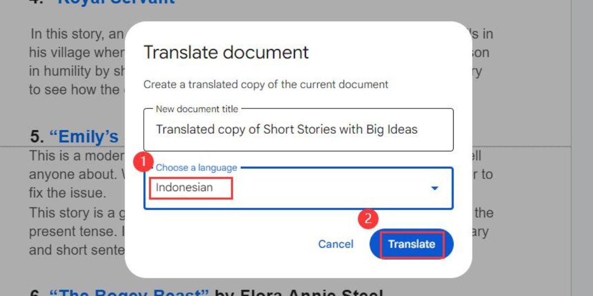 Terjemahkan ke Bahasa Indonesia di Google Docs