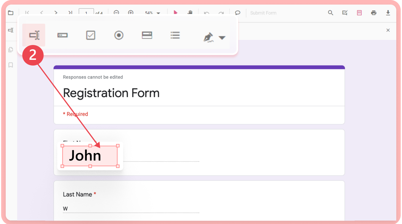 How to Create a Fillable Form Using PDFgear Step 2
