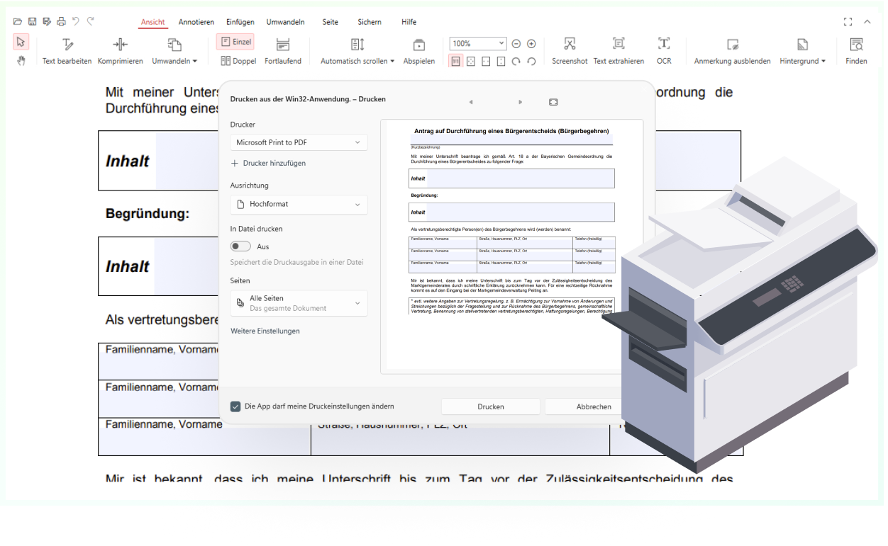 Dateien in PDF drucken