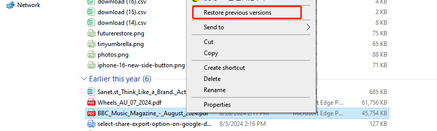 Click Restore Previous Version to Repair PDF