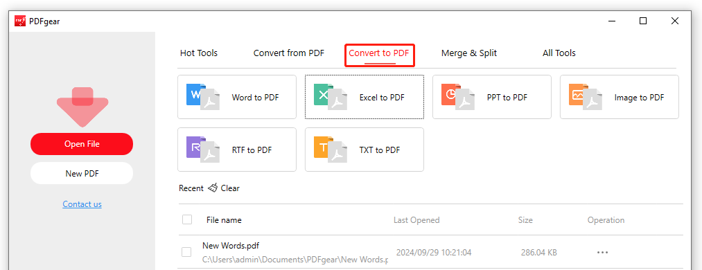 Convert to PDF with PDFgear