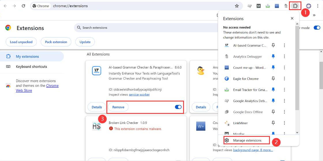 Disable Browser Extensions