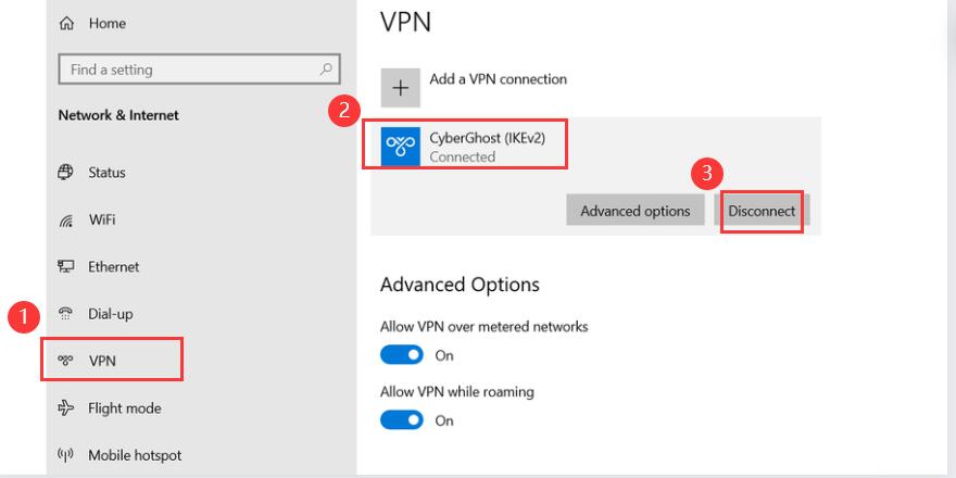 Disconnect VPN