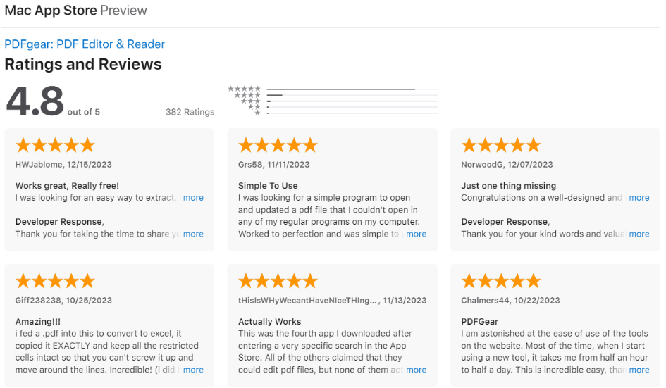 PDFgear App Store Reviews