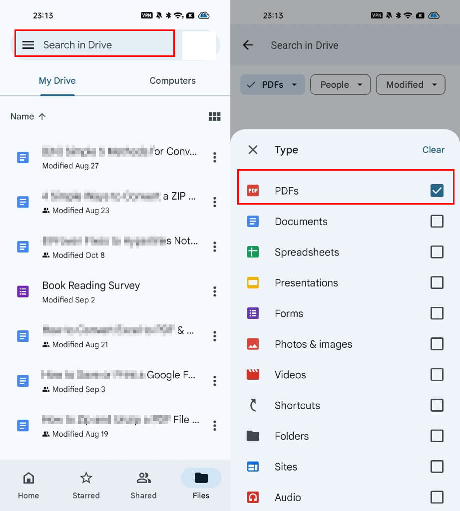 Search and Open Password PDF in Google Drive