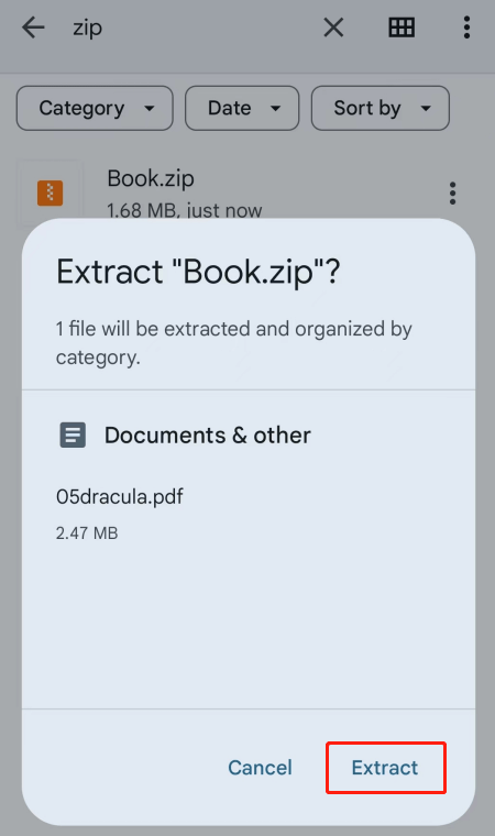 Unzip the File with Google