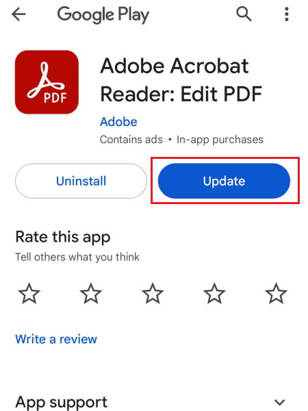 Update the Adobe Reader App on Android
