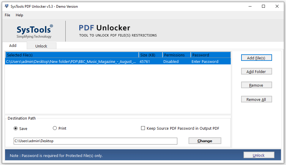 Use PDF Unlocker to Remove Password