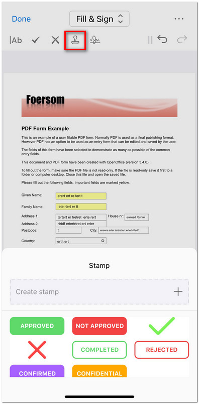 Add a Stamp to the PDF Form
