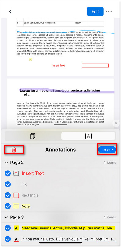 Batch Delete Annotations in PDFgear for iOS