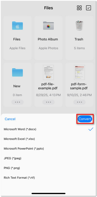 Choose a Format to Convert