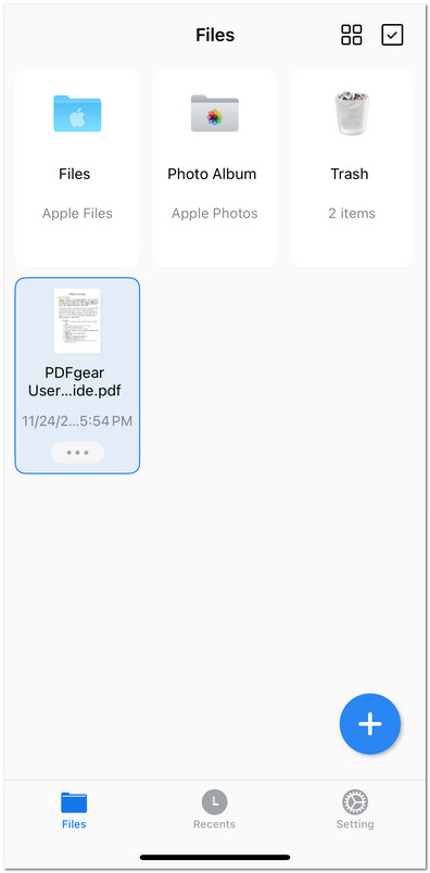 Click to Open a File in PDFgear on iOS