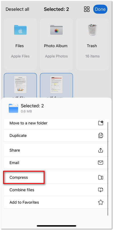 Compress PDF Files in PDFgear for iOS