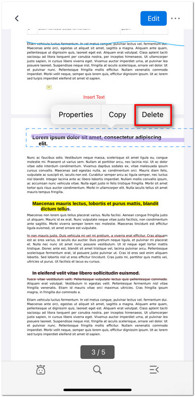 Delete an Annotation in PDFgear for iOS
