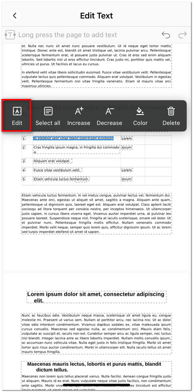 Edit the Existing Text in PDF on iOS