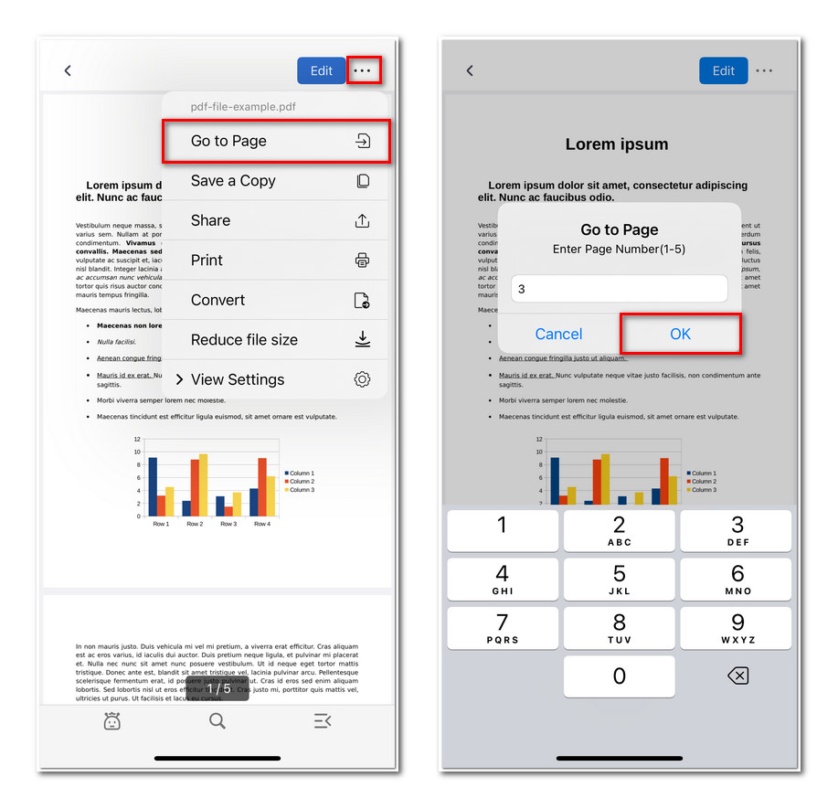 Jump to Specific Page in PDFgear for iOS
