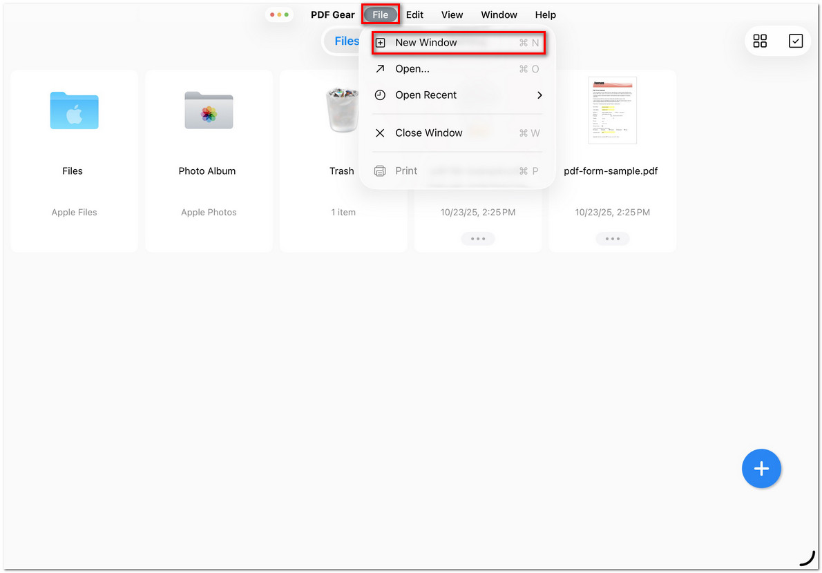 Open a New Window in PDFgear on iPad