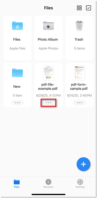 Open the File Manage Options